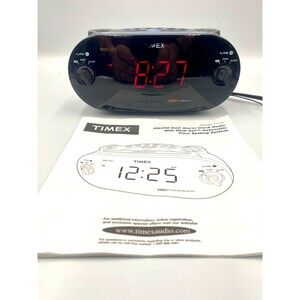Timex T715 Dual Alarm Clock Radio AM/FM Large Display Redi-Set XBBU Tested Works